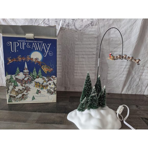 Dept 56 52593 up up away reindeer sleigh village X